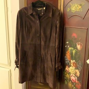 Beautiful brown real suede leather Sergio Olsen car coat